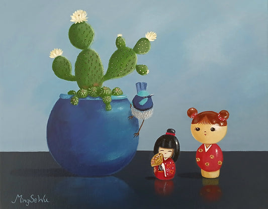 Two Dolls, a Wren and Cactus