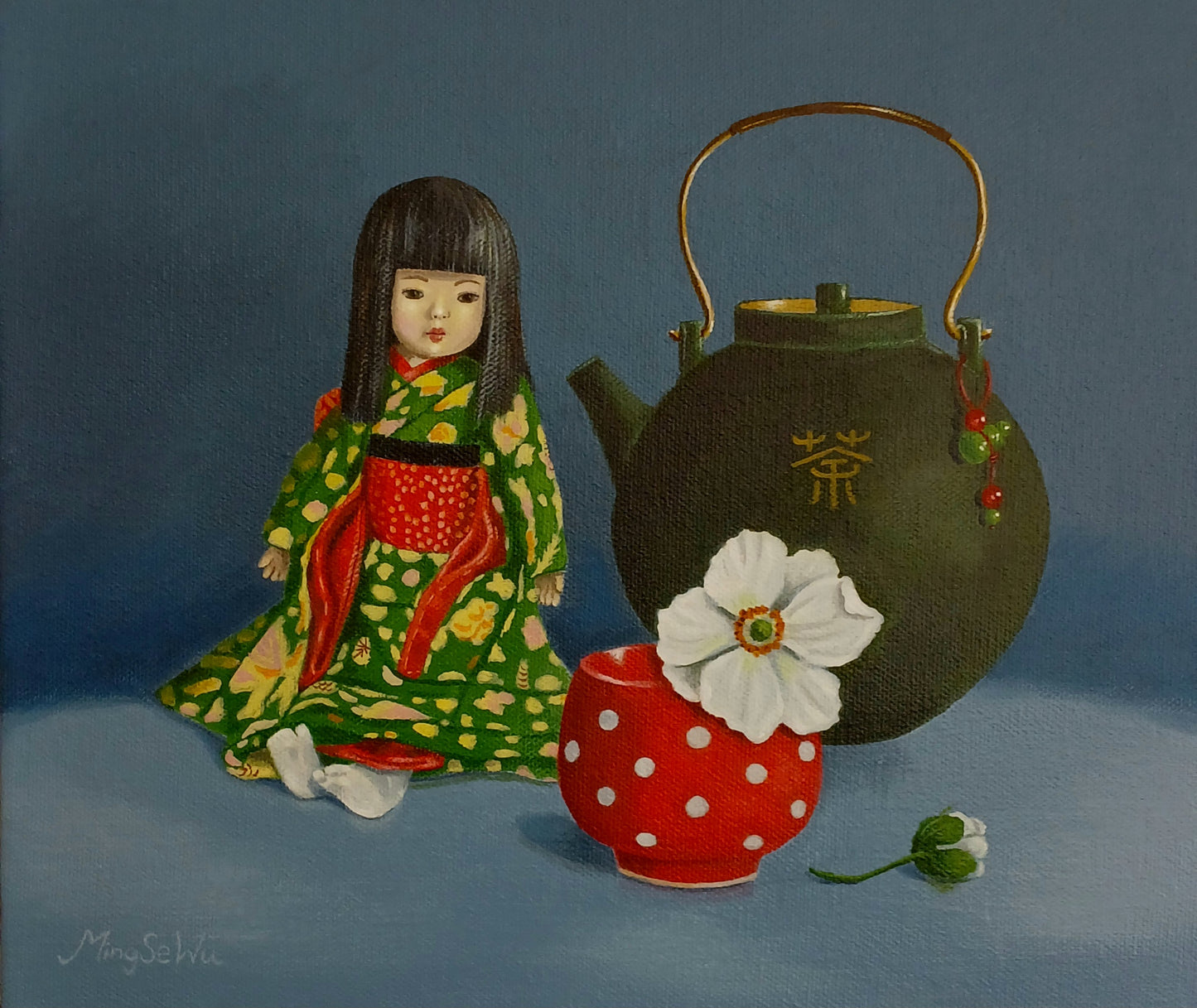 Doll, Tea Pot & Red Cup