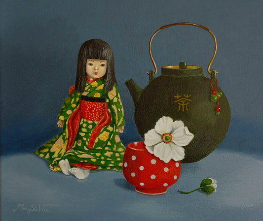 Doll, Tea Pot & Red Cup