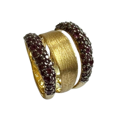 Ring - Echoes of the Sea 3 Band, Rhodolite Garnet, Yellow Finish
