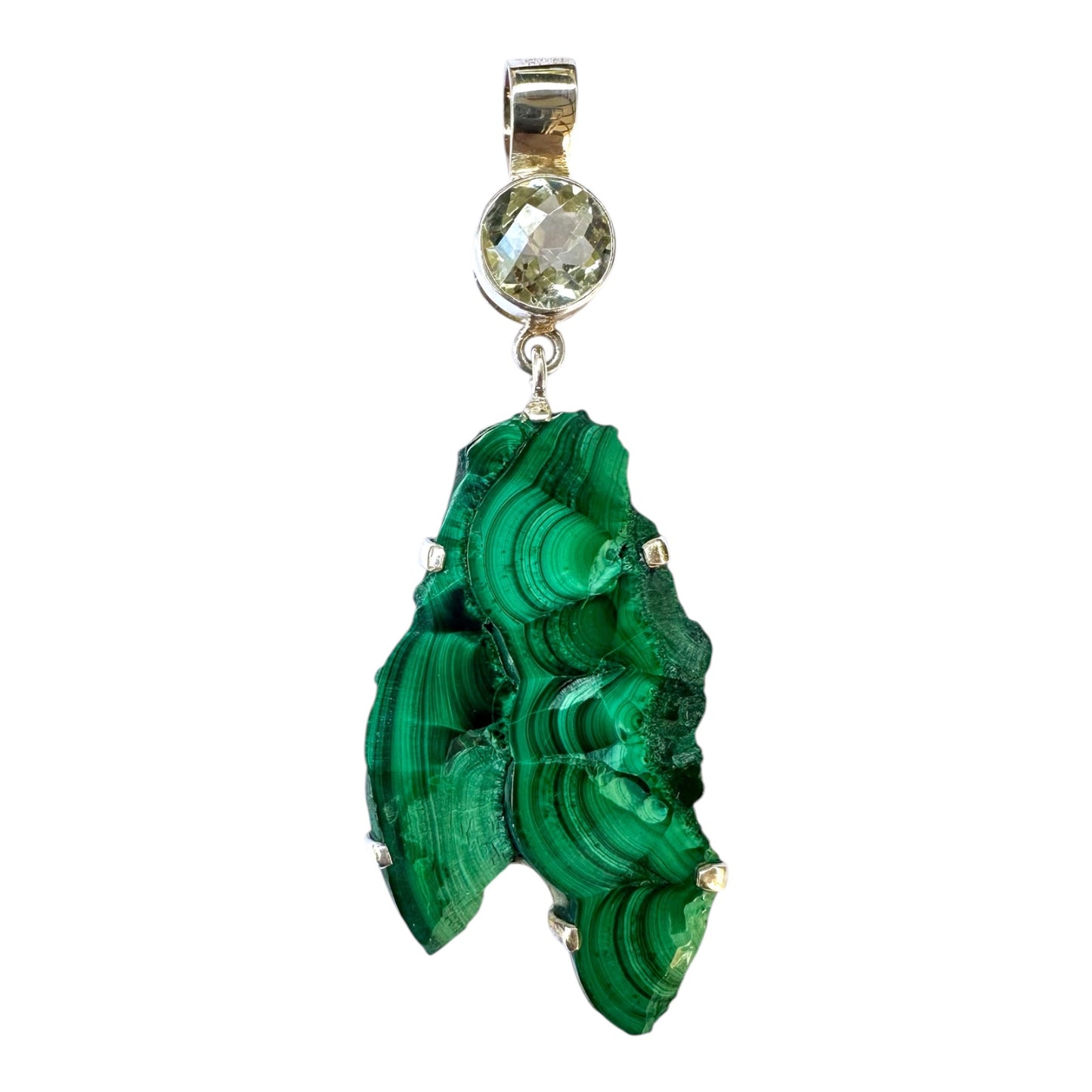 Pendant - Faceted Prasiolite with Malachite