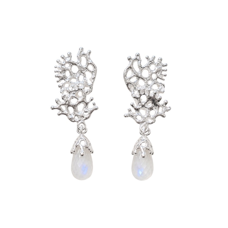 Earrings - Fragments Small, Silver with Moonstone