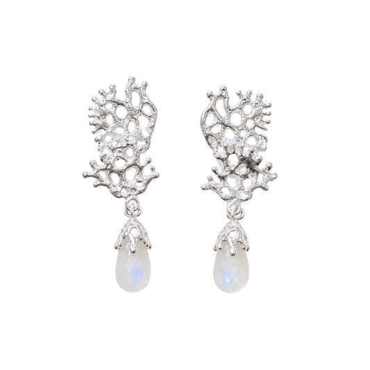 Earrings - Fragments Small, Silver with Moonstone