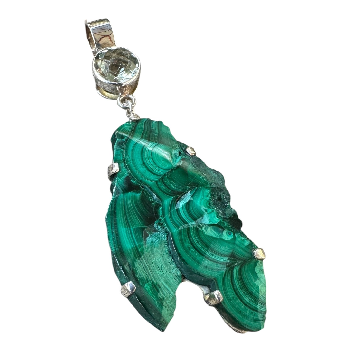 Pendant - Faceted Prasiolite with Malachite