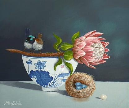 Protea, Wrens and Nest
