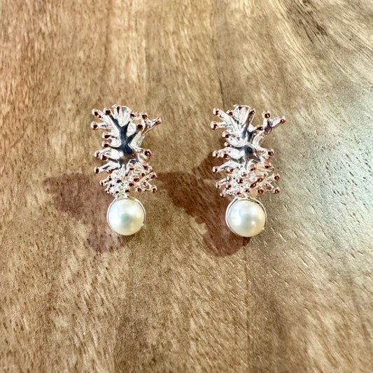 Earrings - Anemone Short Drop with White Pearl