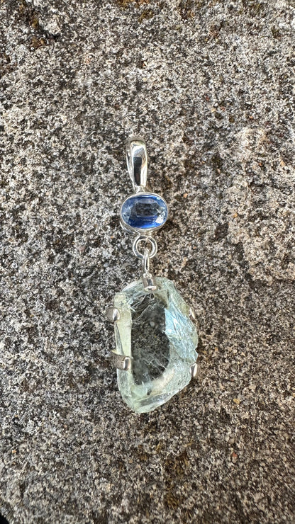 Pendant - Faceted Gemmy Kyanite with Aquamarine