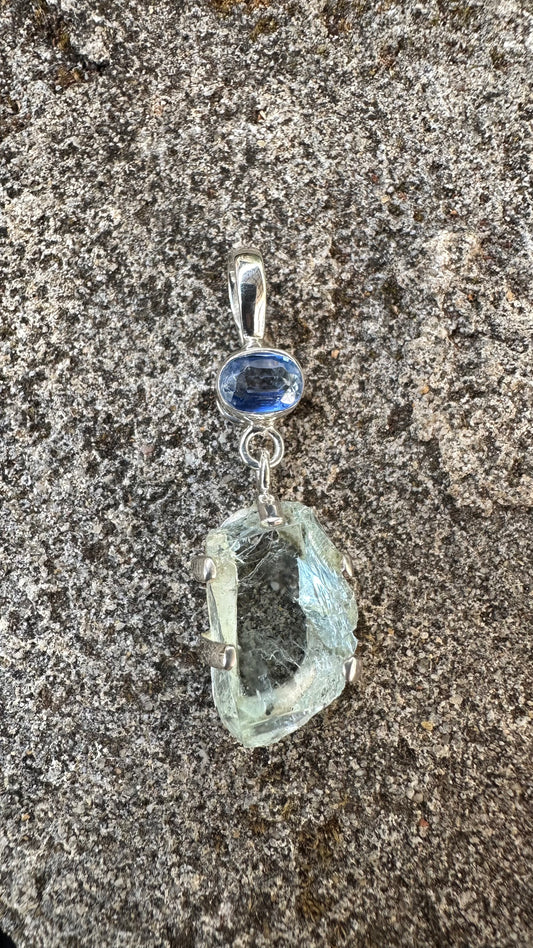 Pendant - Faceted Gemmy Kyanite with Aquamarine
