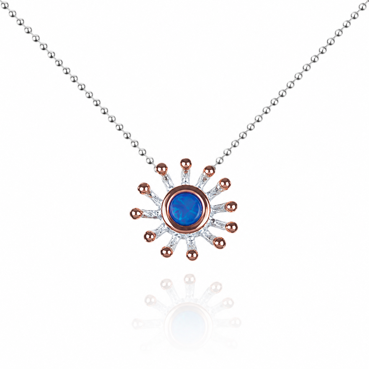Pendant - Anemone, Doublet Opal with Rose Gold Accents