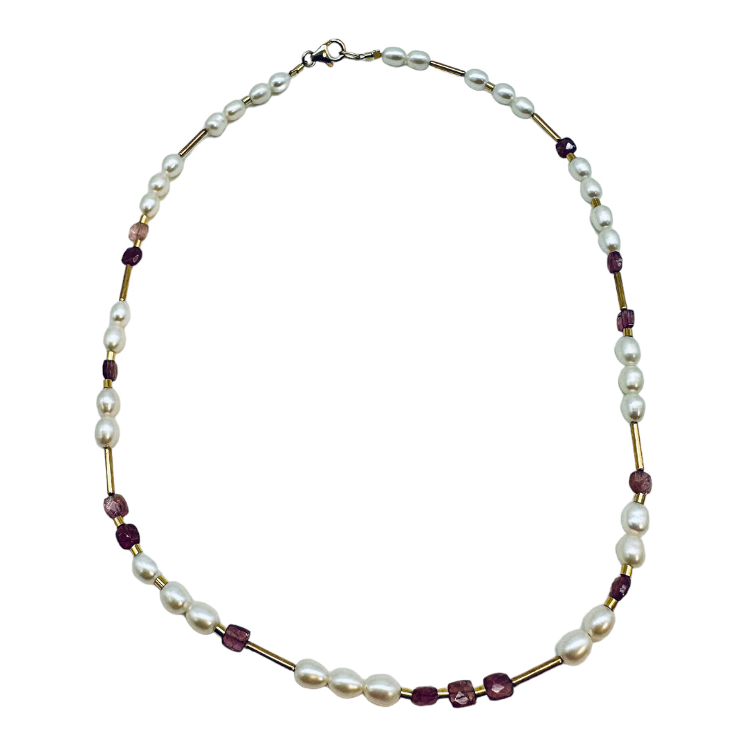 Necklace - Freshwater Pearls with Pink Turnaline