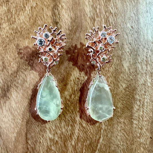 Earrings - Fragments Large, Prehnite and Rose Gold