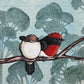 Red Capped Robin Pair, Deep Red