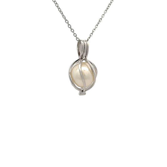 Pendant - Australian South Sea Pearls 12-13mm, Sterling Silver Cage
