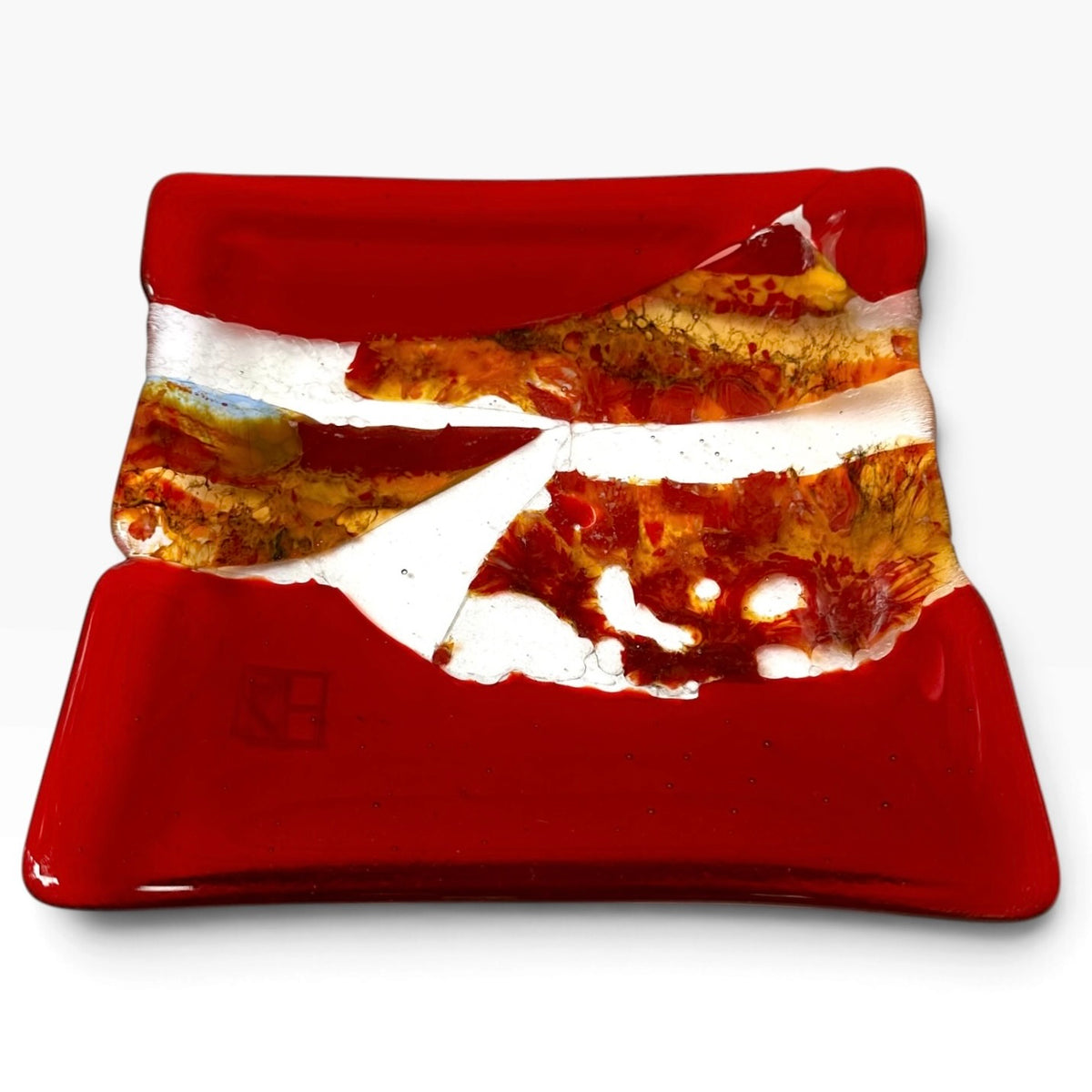 Square Platter - Red and Clear