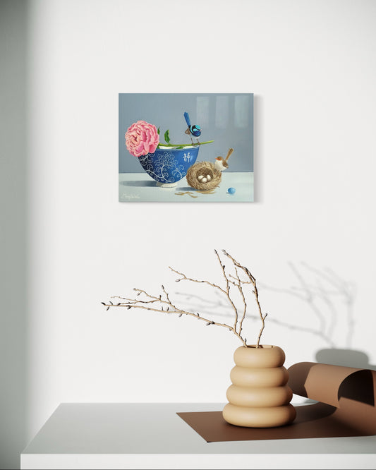 Peony & Two Wrens