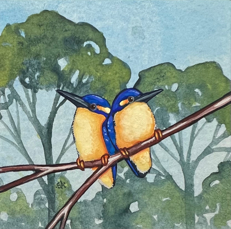 Two Kingfishers, Deep Blue