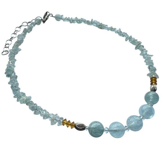 Necklace - Aquamarine and Swarovski Crystals