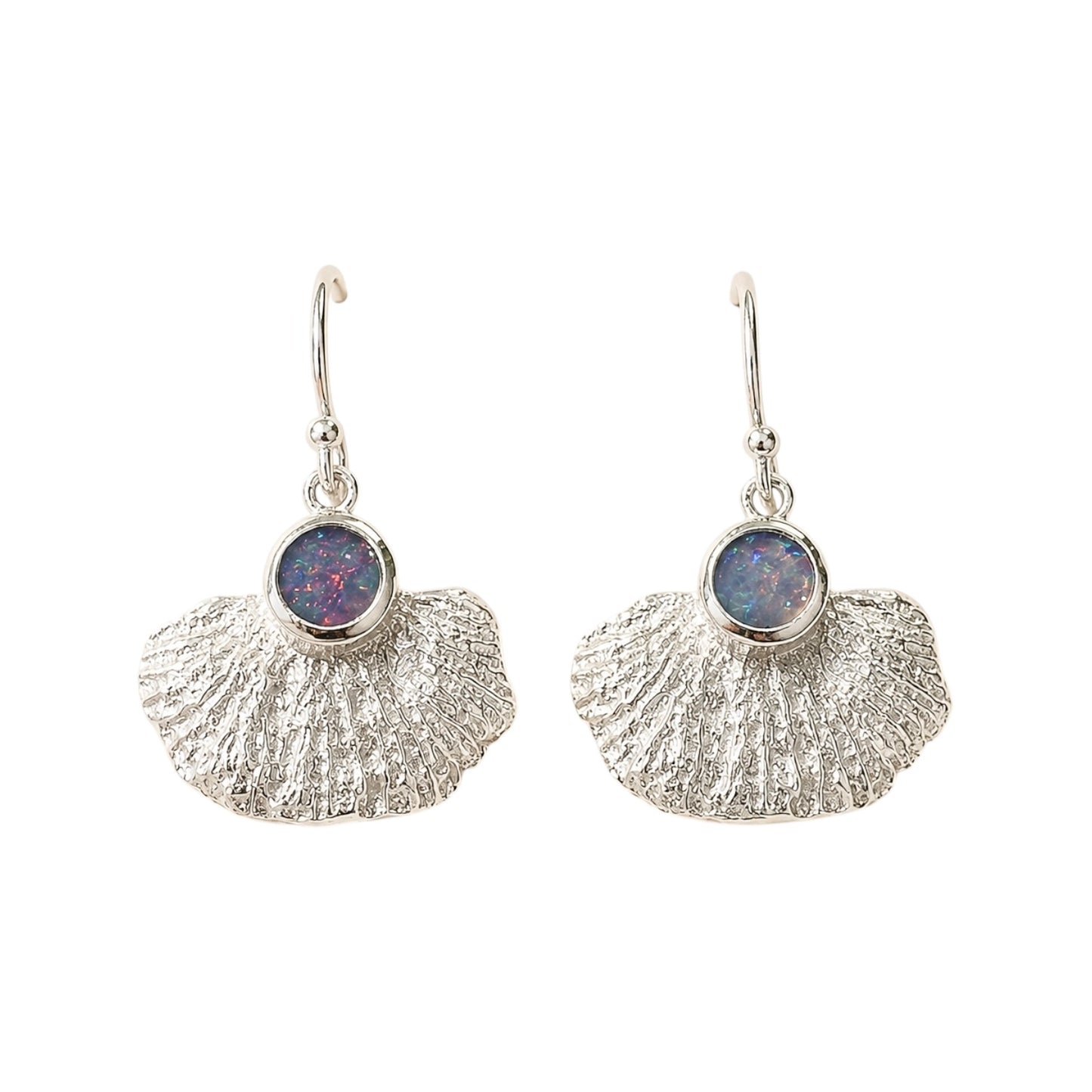 Earrings - Coral Garden, Silver with Australian Doublet Opal