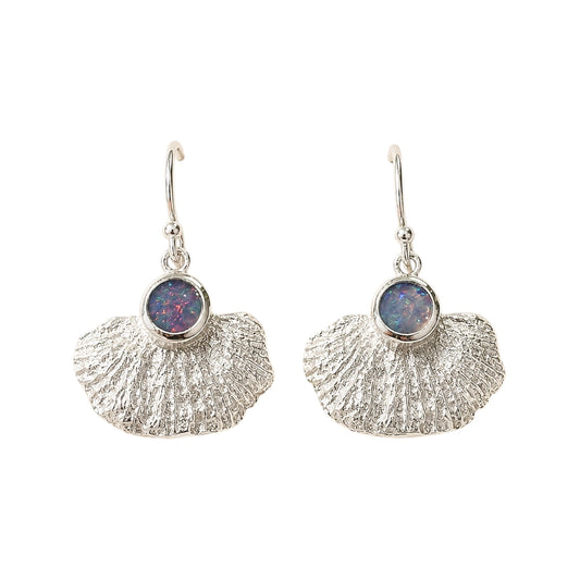 Earrings - Coral Garden, Silver with Australian Doublet Opal