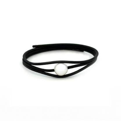 Bracelet - Australian South Sea Pearl, Stainless Steel 9-10 mm Magnetic Wrap, Black/Black Ends