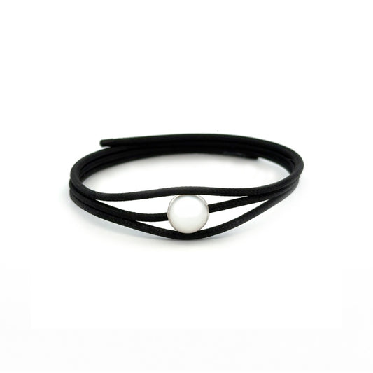 Bracelet - Australian South Sea Pearl, Stainless Steel 9-10 mm Magnetic Wrap, Black/Black Ends