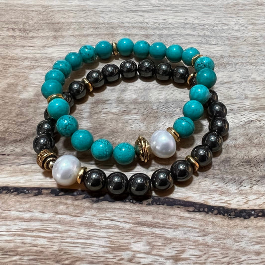 Bracelet - Beaded Turquoise Howlite 2