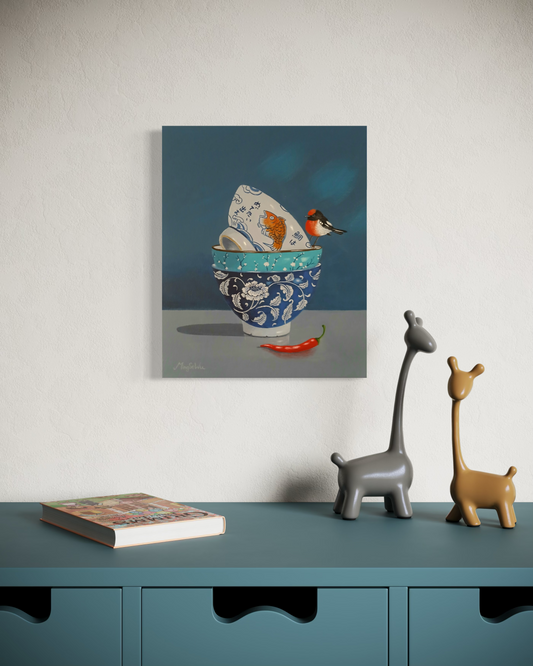 Red Capped Robin and Bowls