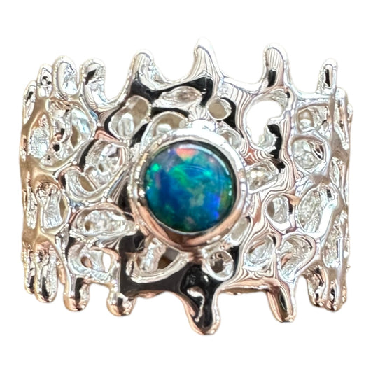 Ring, Fan of the Sea, Sterling Silver, Opal
