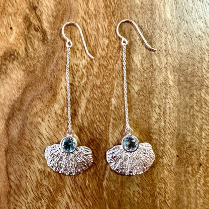 Earrings - Coral Garden Long Drop with Blue Topaz