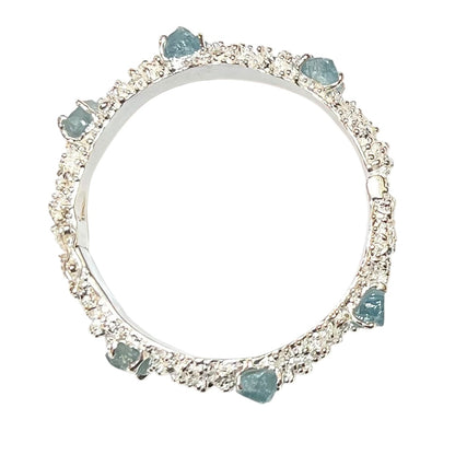 Bangle - Anemone with Lock Clasp. Sterling silver, featuring raw aquamarine, blue sapphire and blue topaz