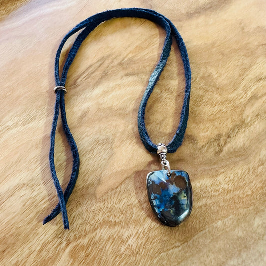 Necklace - Matrix Nut Opal from Yowah with  Silver