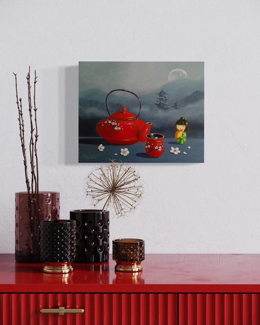 Red Tea Pot and Doll
