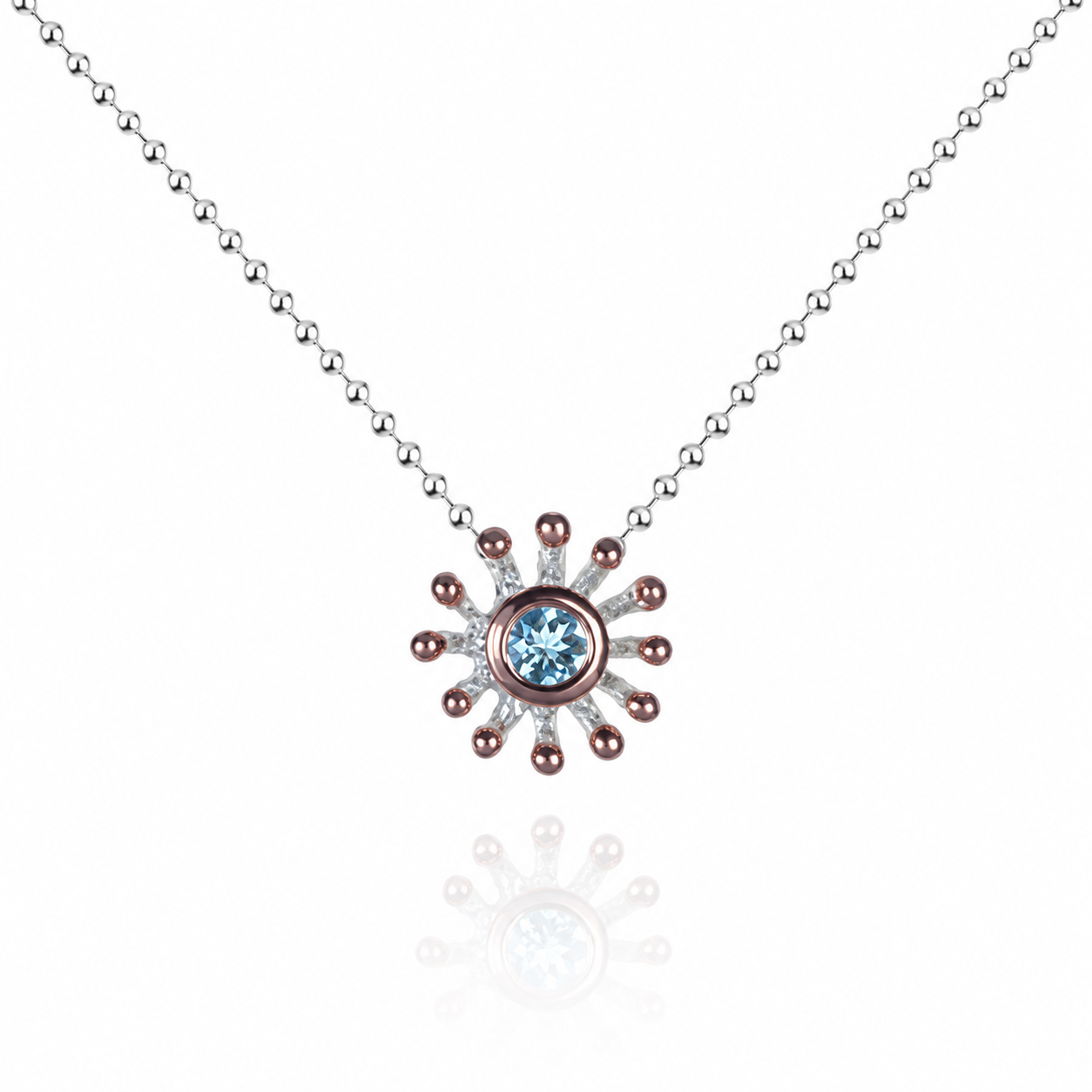 Pendant - Anemone, Blue Topaz with Rose Gold Accents