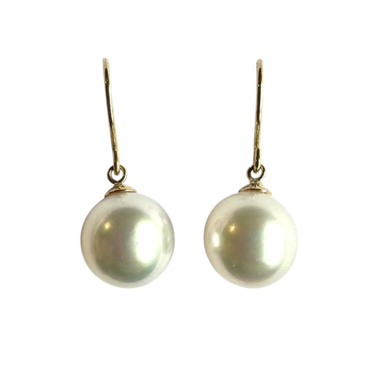 Earrings - Australian South Sea Pearl 9-10 mm 9Kt Yellow Gold Hooks