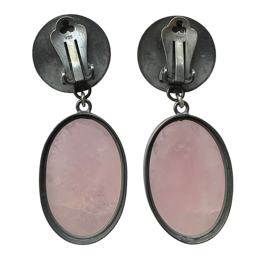 Earrings Clip On - Rose Quartz