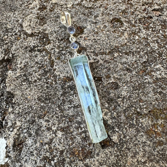 Pendant - Two Faceted Tanzanite with Aquamarine