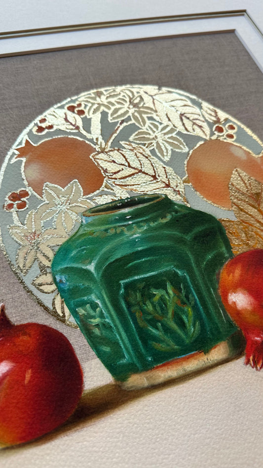 Malaccan Green Ginger Jar - Gold Embellished