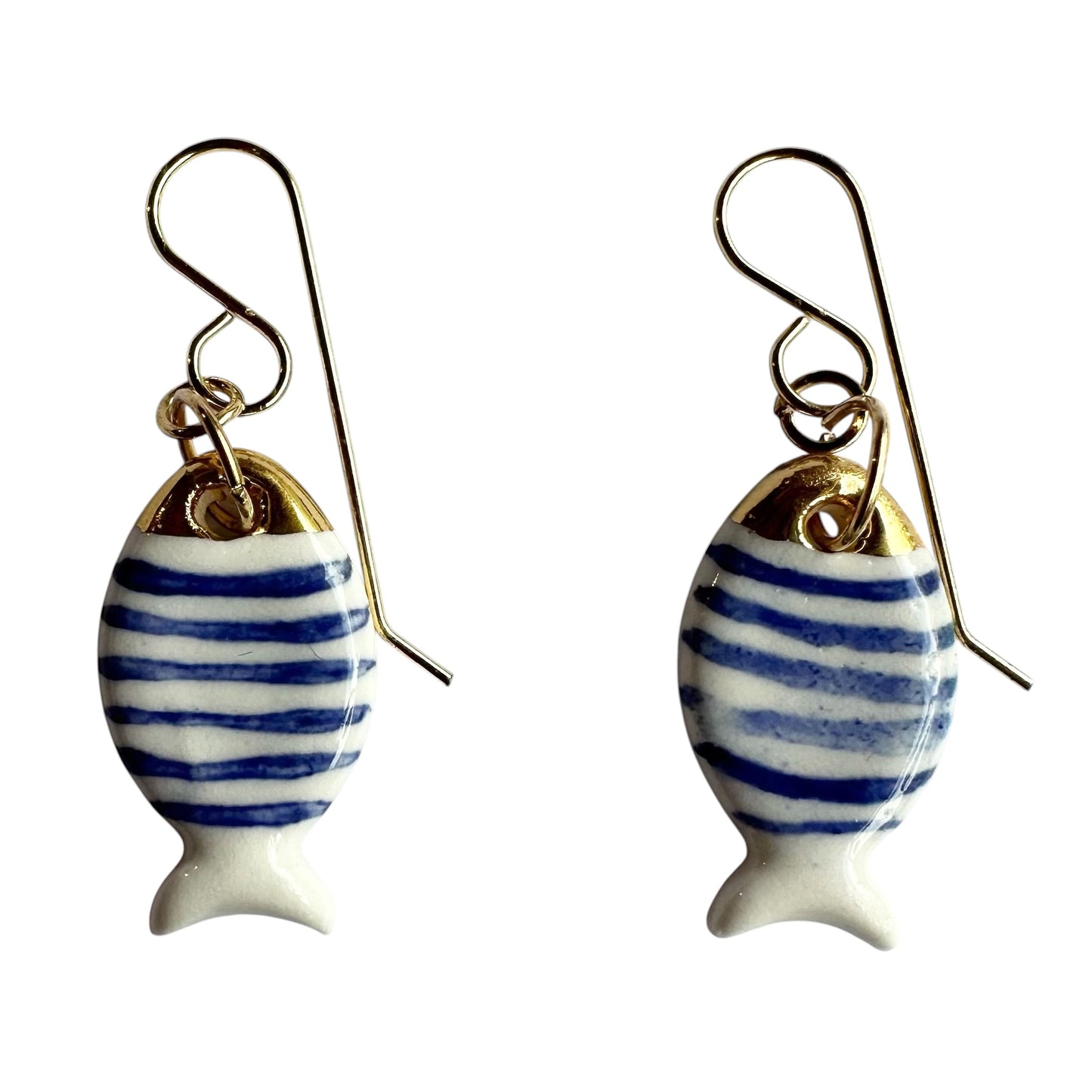 Earrings - Handmade Porcelain Stripe Fish