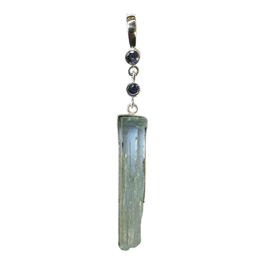 Pendant - Two Faceted Tanzanite with Aquamarine