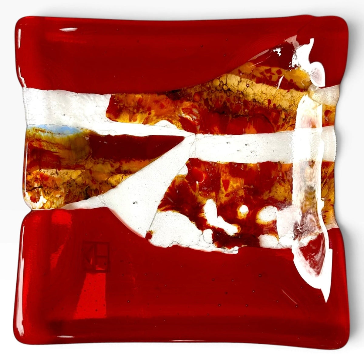 Square Platter - Red and Clear