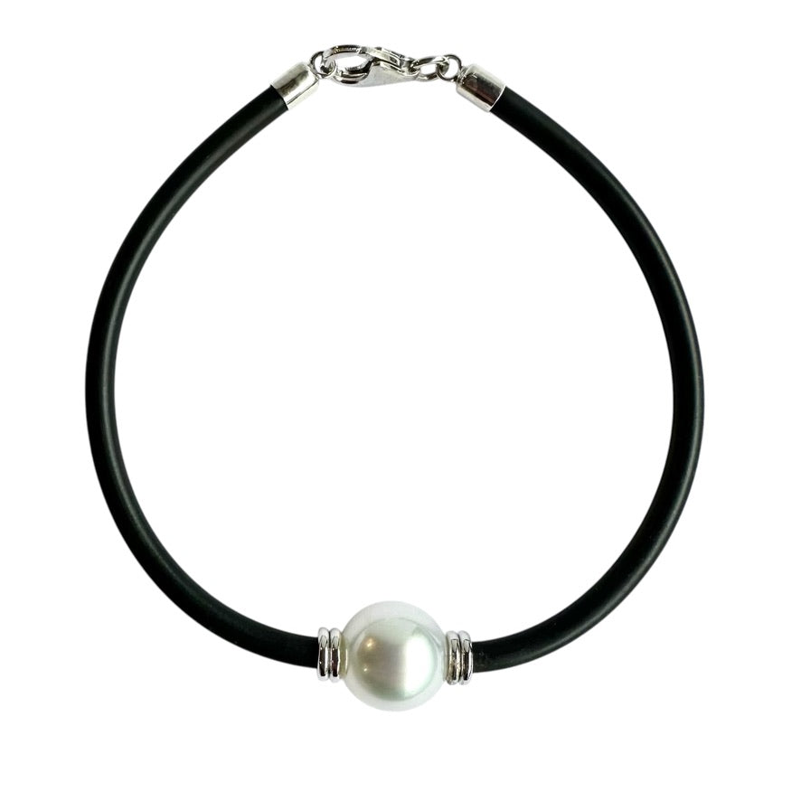 Bracelet - Australian South Sea Pearl 10-11 mm Sterling Silver 19 cm Neoprene 3mm