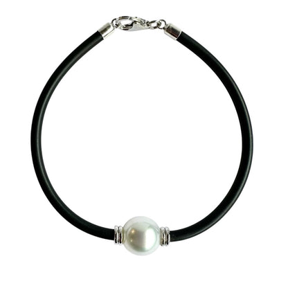 Bracelet - Australian South Sea Pearl 10-11 mm Sterling Silver 19 cm Neoprene 3mm
