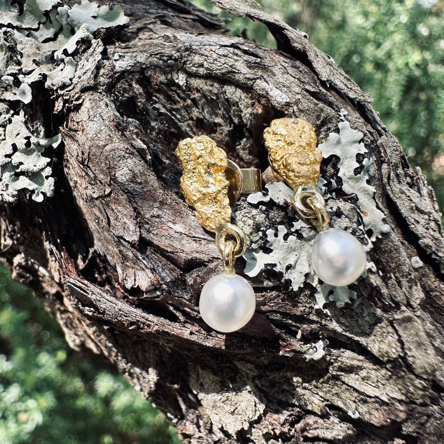 Earrings - WA Gold Nugget and Broome Keshi Pearl