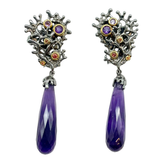 Earring - Fragments, Amethyst & Orange Sapphire