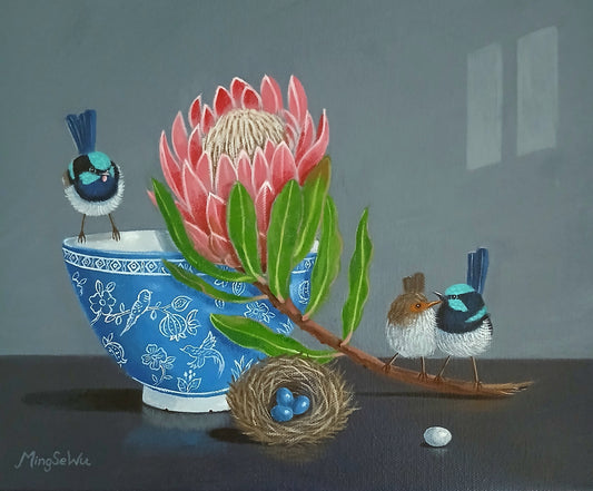 Protea and Three Wrens