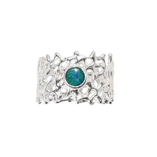 Ring - Fan of the Sea, Silver with Australian Doublet Opal