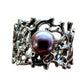 Ring - Fan of the Sea, Rhodium and Black Pearl