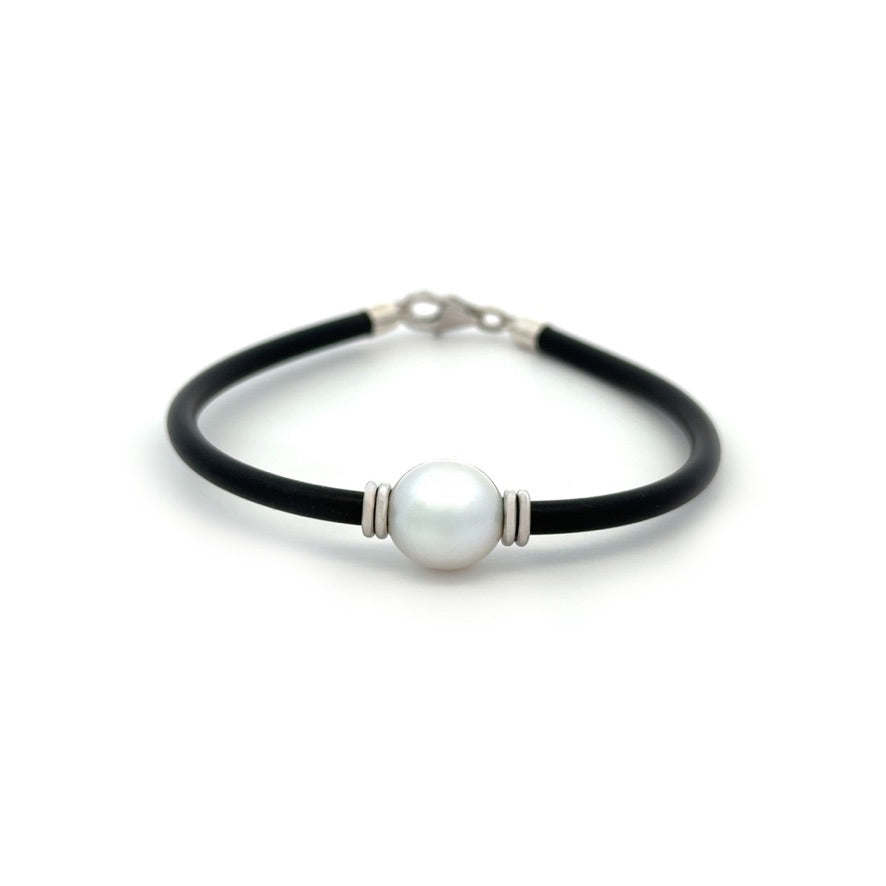 Bracelet - Australian South Sea Pearl 10-11 mm Sterling Silver 19 cm Neoprene 3mm