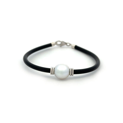 Bracelet - Australian South Sea Pearl 10-11 mm Sterling Silver 19 cm Neoprene 3mm