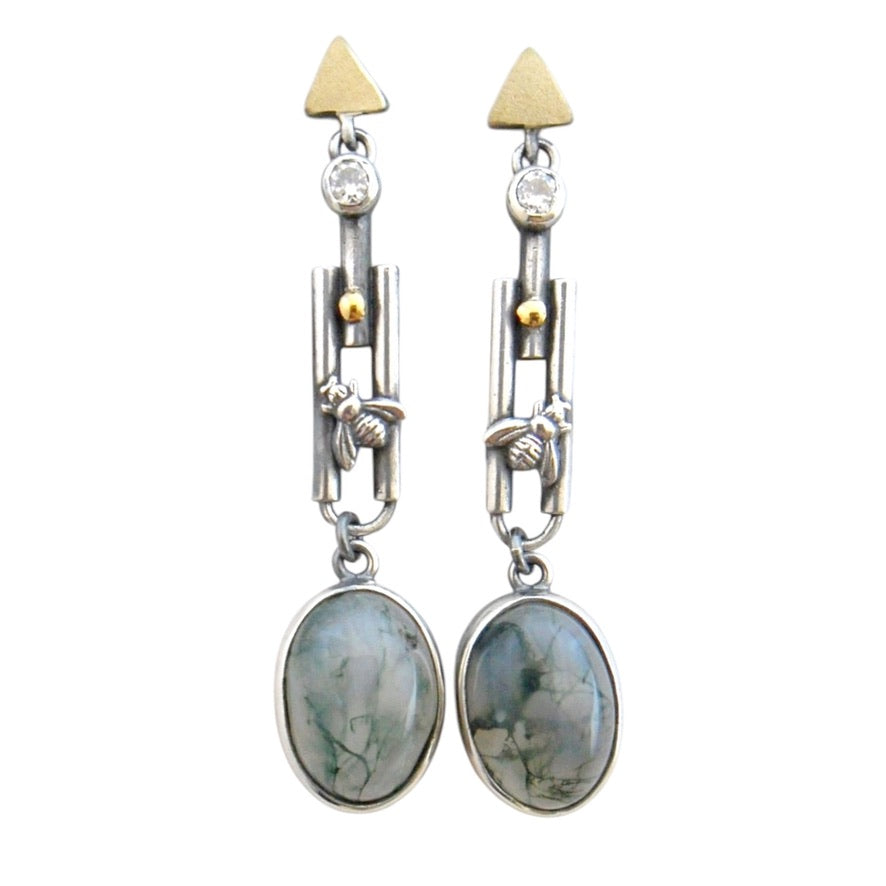 Earrings - Bees Knees Moss Agate